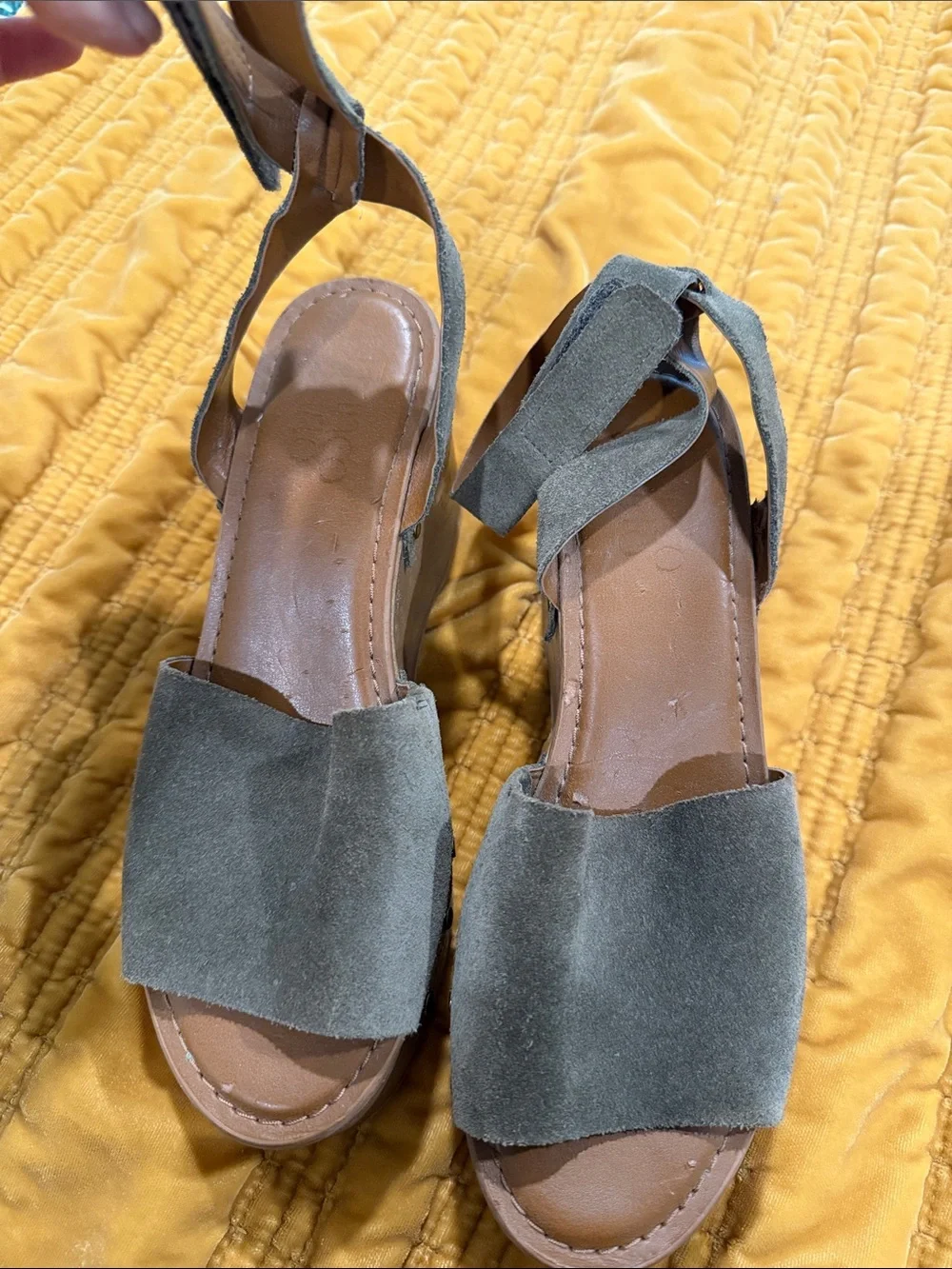 Franco Sarto Juliette Olive Suede Platform Sandal